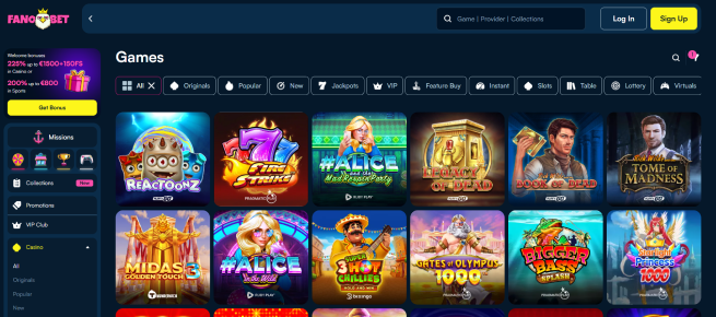 Fanobet heeft genoeg casino spellen om te ontdekken